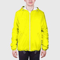 Куртка с капюшоном мужская Однотонный неоновый лимонный желтый тон, цвет: 3D-белый — фото 2