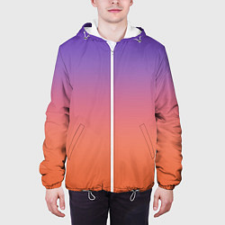 Куртка с капюшоном мужская Трендовый красно-фиолетовый градиент, цвет: 3D-белый — фото 2