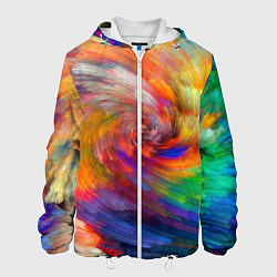 Куртка с капюшоном мужская MULTICOLORED SWIRLS, цвет: 3D-белый