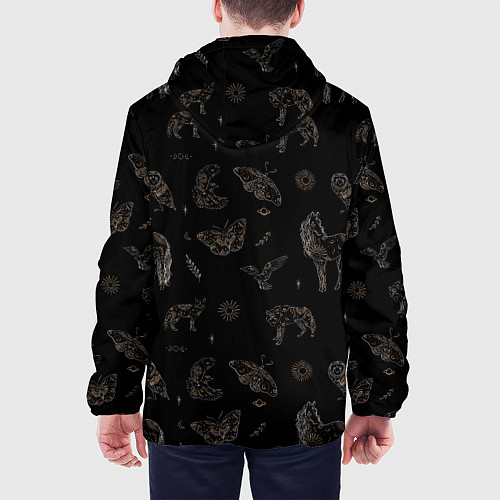 Мужская куртка Мистические животные волк птица бабочка лошадь / 3D-Черный – фото 4