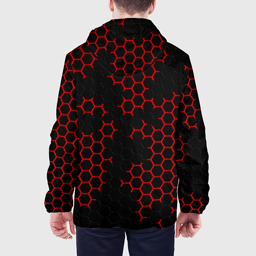 Мужская куртка НАНОКОСТЮМ Black and Red Hexagon Гексагоны / 3D-Белый – фото 4