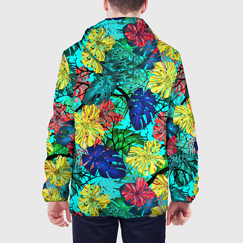 Мужская куртка Тропические растения на бирюзовом фоне / 3D-Белый – фото 4