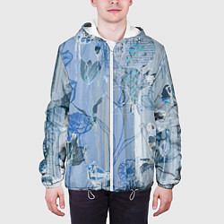 Куртка с капюшоном мужская Floral collage Растительный коллаж, цвет: 3D-белый — фото 2