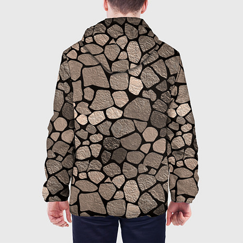 Мужская куртка Черно-коричневая текстура камня / 3D-Белый – фото 4