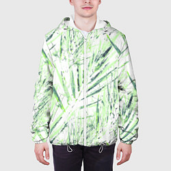 Куртка с капюшоном мужская Листья Пальмы Нарисованные Маслом, цвет: 3D-белый — фото 2