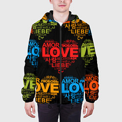 Куртка с капюшоном мужская Love, Amor, Любовь - Неон версия, цвет: 3D-черный — фото 2