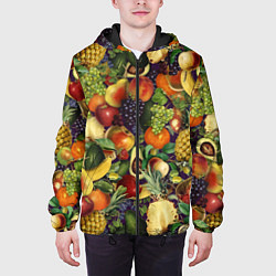 Куртка с капюшоном мужская Вкусные Летние Фрукты, цвет: 3D-черный — фото 2