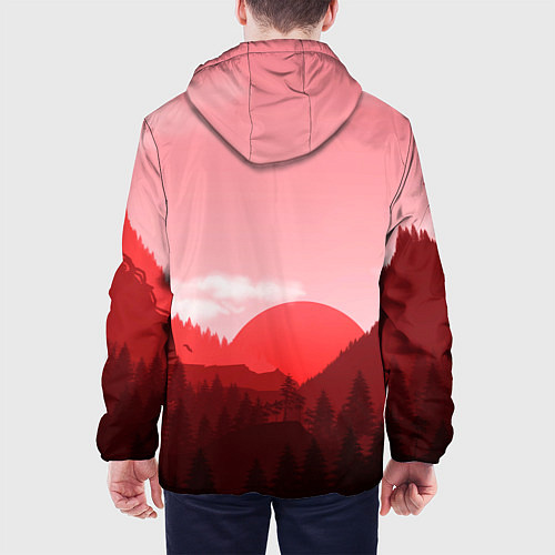 Мужская куртка Закат в горах в розовых тонах / 3D-Белый – фото 4