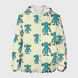 Куртка с капюшоном мужская Милые зеленые человечки, цвет: 3D-белый