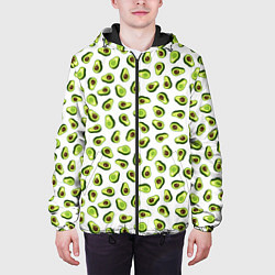 Куртка с капюшоном мужская Смешное авокадо на белом фоне, цвет: 3D-черный — фото 2