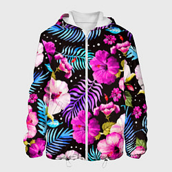 Куртка с капюшоном мужская Floral pattern Summer night Fashion trend, цвет: 3D-белый