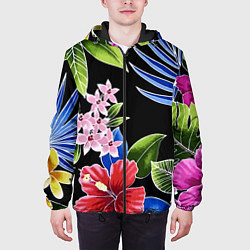 Куртка с капюшоном мужская Floral vanguard composition Летняя ночь Fashion tr, цвет: 3D-черный — фото 2