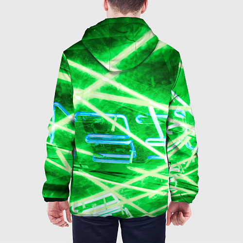 Мужская куртка Неоновые лучи и буквы - Зелёный / 3D-Белый – фото 4