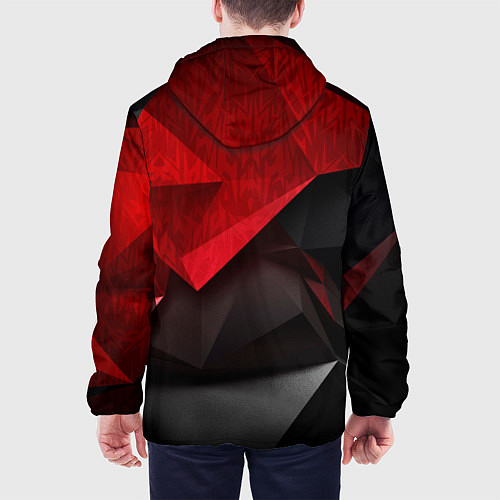 Мужская куртка Красно-черный фон абстракция / 3D-Белый – фото 4
