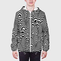 Куртка с капюшоном мужская Черно-белая психоделика, цвет: 3D-белый — фото 2