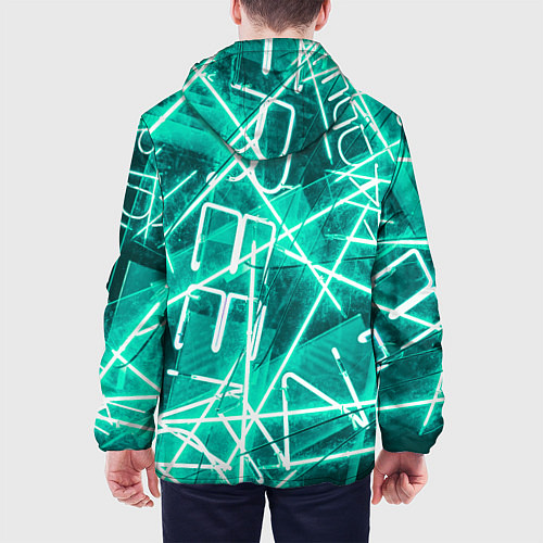 Мужская куртка Неоновые лучи и неоновые надписи - Светло-зелёный / 3D-Белый – фото 4