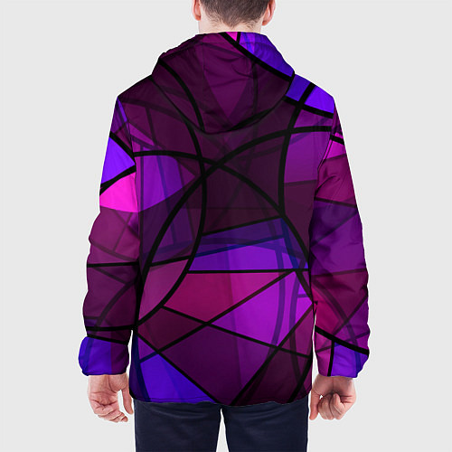 Мужская куртка Абстрактный в пурпурных тонах узор / 3D-Белый – фото 4