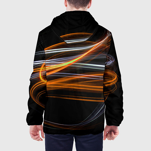 Мужская куртка Волнообразные линии неона - Оранжевый / 3D-Белый – фото 4