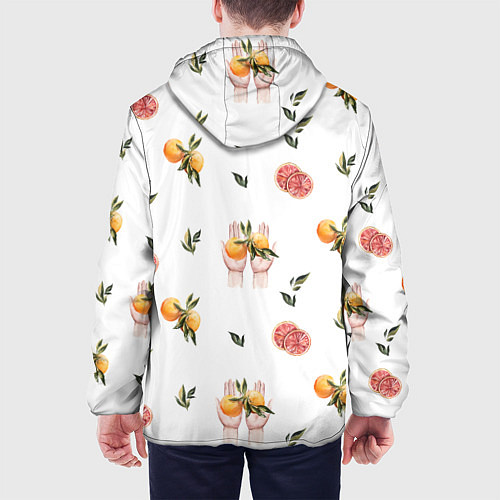 Мужская куртка Узор Руки и Апельсины / 3D-Белый – фото 4