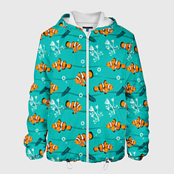 Куртка с капюшоном мужская TEXTURE OF SEA FISH, цвет: 3D-белый
