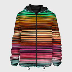 Куртка с капюшоном мужская Multicolored thin stripes Разноцветные полосы, цвет: 3D-черный