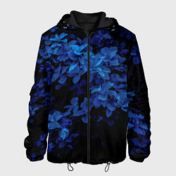 Куртка с капюшоном мужская BLUE FLOWERS Синие цветы, цвет: 3D-черный
