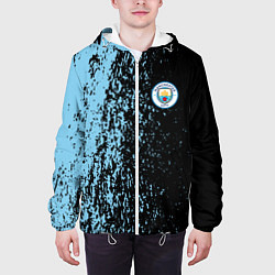 Куртка с капюшоном мужская Manchester city манчестер сити голубые брызги, цвет: 3D-белый — фото 2