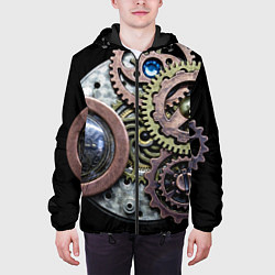 Куртка с капюшоном мужская Mechanism of gears in Steampunk style, цвет: 3D-черный — фото 2