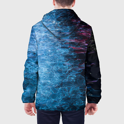 Мужская куртка Неоновые волны на воде - Синий / 3D-Белый – фото 4