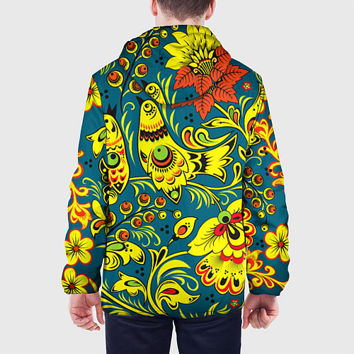 Мужская куртка Хохломская Роспись Две Птицы / 3D-Белый – фото 4