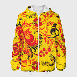 Куртка с капюшоном мужская Хохломская Роспись Цветы, цвет: 3D-белый