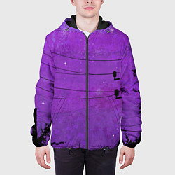 Куртка с капюшоном мужская Сиреневое небо с проводами, цвет: 3D-черный — фото 2
