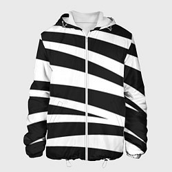 Куртка с капюшоном мужская Зебра чёрные и белые полосы, цвет: 3D-белый