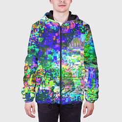 Куртка с капюшоном мужская Красочный авангардный глитч Экспрессия, цвет: 3D-черный — фото 2