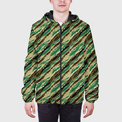 Куртка с капюшоном мужская Абстрактный узор камуфляжной расцветки, цвет: 3D-черный — фото 2