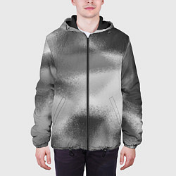 Куртка с капюшоном мужская В серых тонах абстрактный узор gray abstract patte, цвет: 3D-черный — фото 2