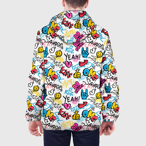 Мужская куртка Граффити рожицы / 3D-Черный – фото 4
