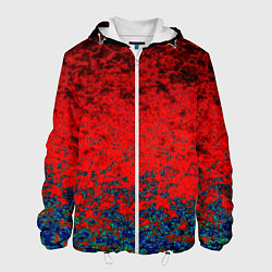 Куртка с капюшоном мужская Абстрактный узор мраморный красно-синий, цвет: 3D-белый