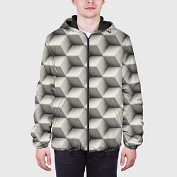 Куртка с капюшоном мужская 3D Куб Оптическая иллюзия 3D Cube, цвет: 3D-черный — фото 2