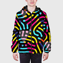 Куртка с капюшоном мужская Красочный авангардный паттерн, цвет: 3D-черный — фото 2