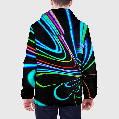 Мужская куртка Неоновый многоцветный узор - Светло-синий / 3D-Черный – фото 4