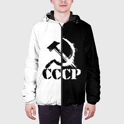 Куртка с капюшоном мужская СОВЕТСКИЙ СОЮЗ - СЕРП И МОЛОТ - Черно-белое, цвет: 3D-черный — фото 2