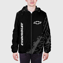 Куртка с капюшоном мужская Chevrolet Speed на темном фоне со следами шин, цвет: 3D-черный — фото 2