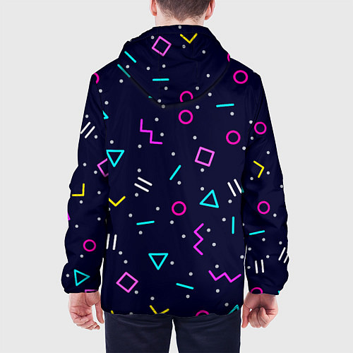 Мужская куртка Neon geometric shapes / 3D-Белый – фото 4