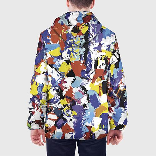 Мужская куртка Смелые мазки яркой краски на холсте / 3D-Белый – фото 4