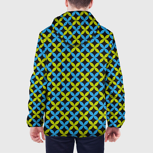 Мужская куртка Зеленые и синие листочки паттерн / 3D-Черный – фото 4