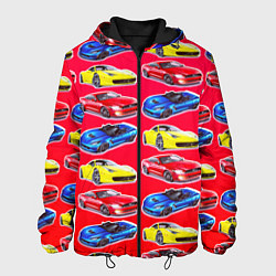 Куртка с капюшоном мужская Спортивные машины, цвет: 3D-черный