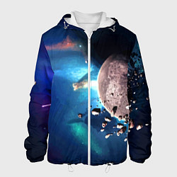 Куртка с капюшоном мужская Космическое столкновение объектов, цвет: 3D-белый