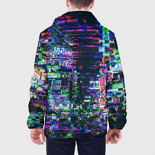 Мужская куртка Ночной город - glitch / 3D-Белый – фото 4