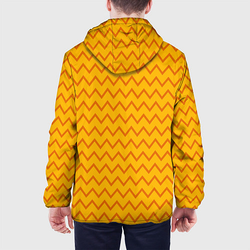 Мужская куртка Оранжевые линии зиг-заги / 3D-Белый – фото 4